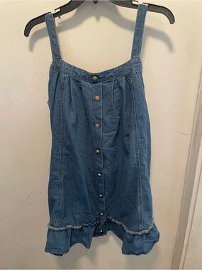 SHEIN Blue Denim Button-Front Overall Dress